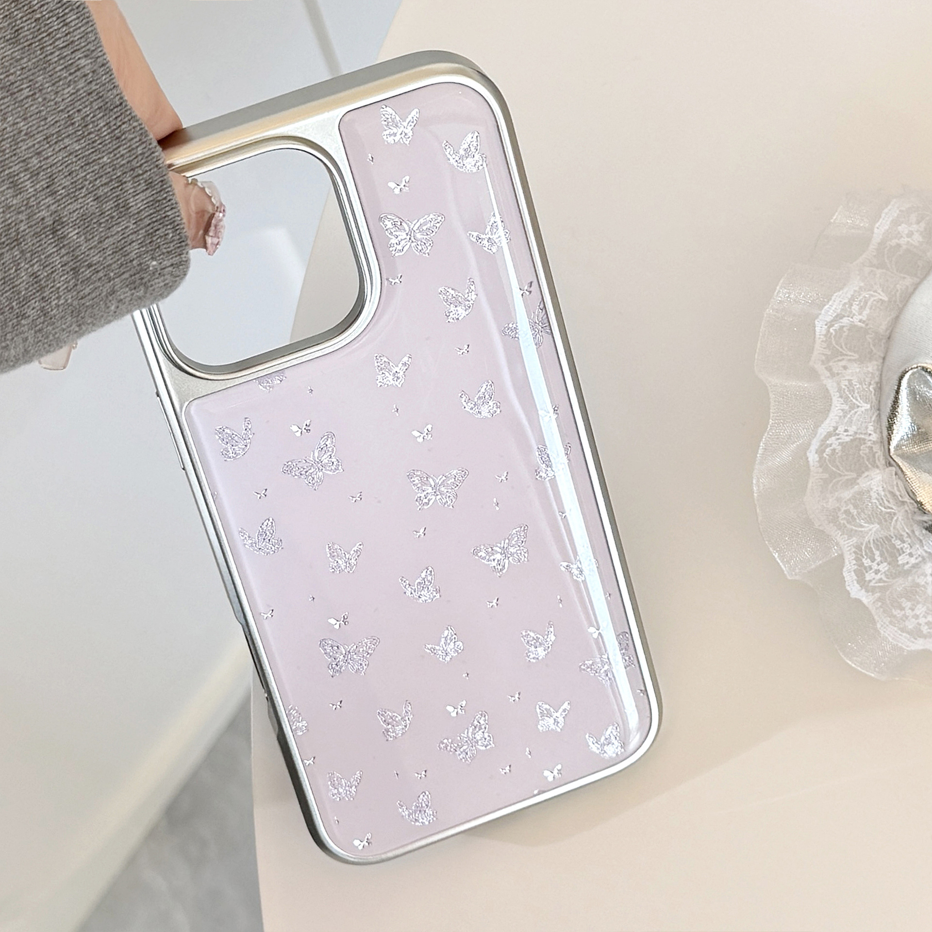 Custodia protettiva a farfalla viola per iphone e huawei_voghion.com