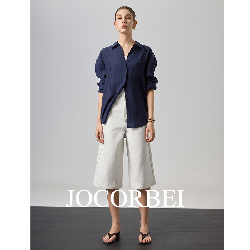 Jocorbei【Pure Cotton White Jeans for Women】2026 Summer Straight Loose Casual Capri Pants Trendy Mid-Length Pants