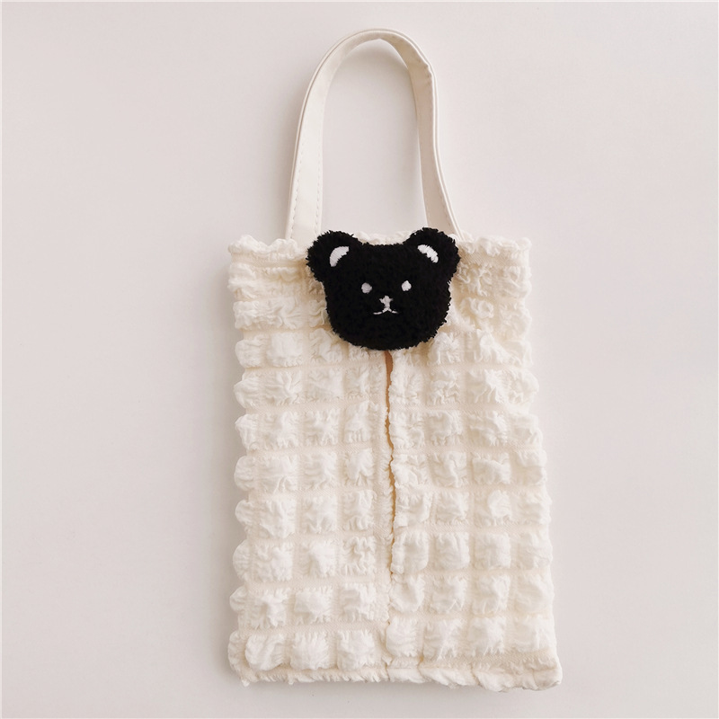 Korean-style cute bear tissue box cover for car seat backs, suitable for babies and children