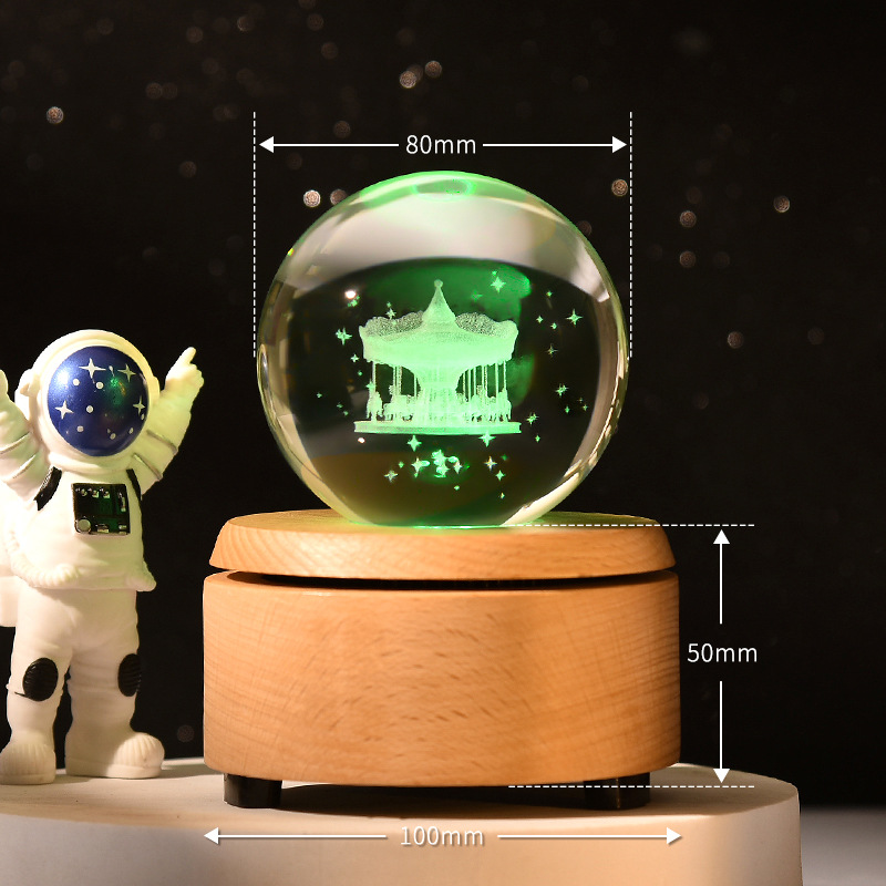 クリスタルボール Bluetooth オルゴール惑星ナイトライト回転オルゴールホリデーギフトデスクトップ装飾品クロスボーダー新製品
