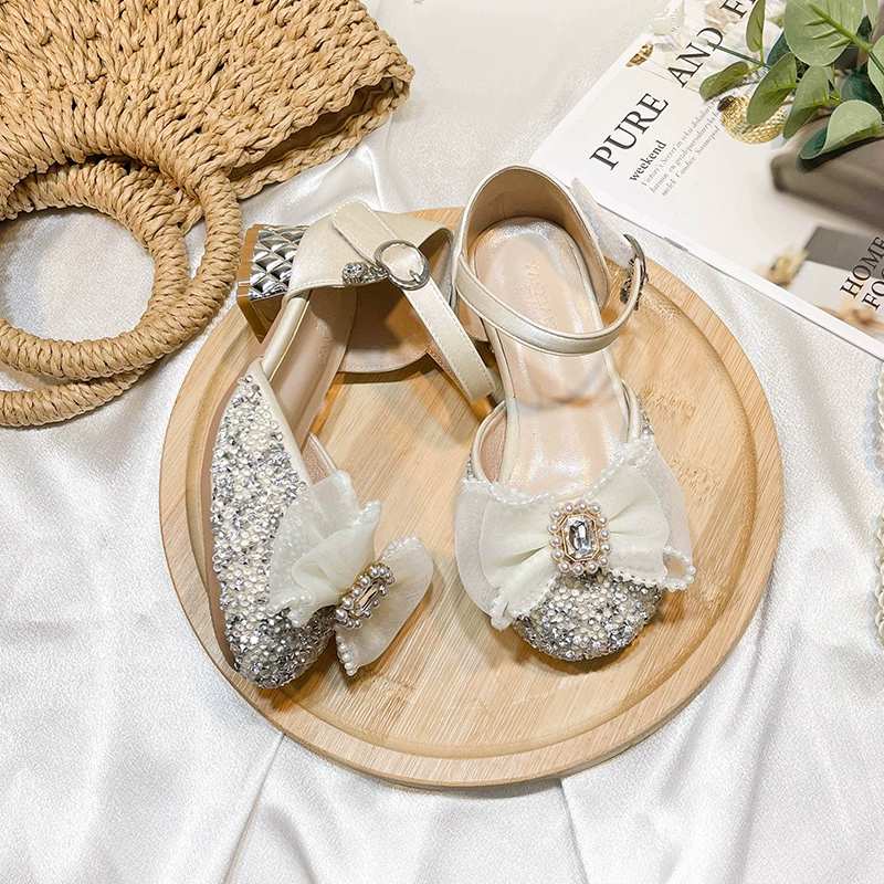 Детское женское вечернее платье принцессы на высоком каблуке, крутая детская обувь с кристаллами, новая Корейская обувь, модная бабочка Han, новое издание, Тяньцзин