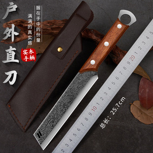 Sharp Multi-Purpose Kitchen Knife, Hand-Forged Knife, One-Piece Solid Wood Multi-Purpose Knife, Outdoor Portable Fruit Knife for Camping Style