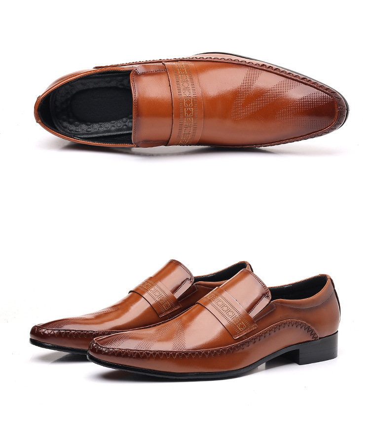 Leather shoes men's summer new breathable new business formal men's casual shoes_voghion.com