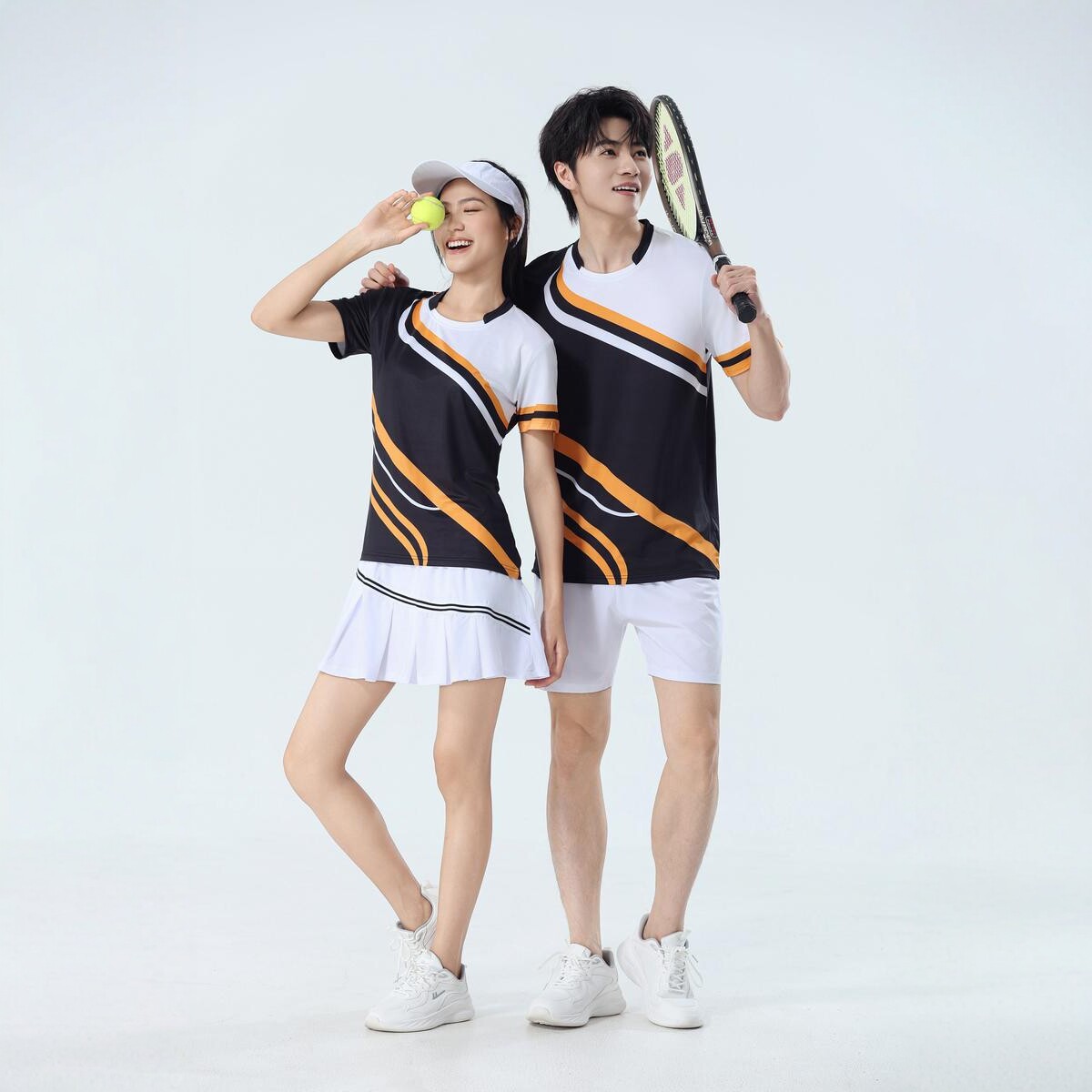 poliamonio rápido secado transpirable bádminton hombre niñas adultos el mismo cuello en V entrenamiento deportivo superior impresión personalizada