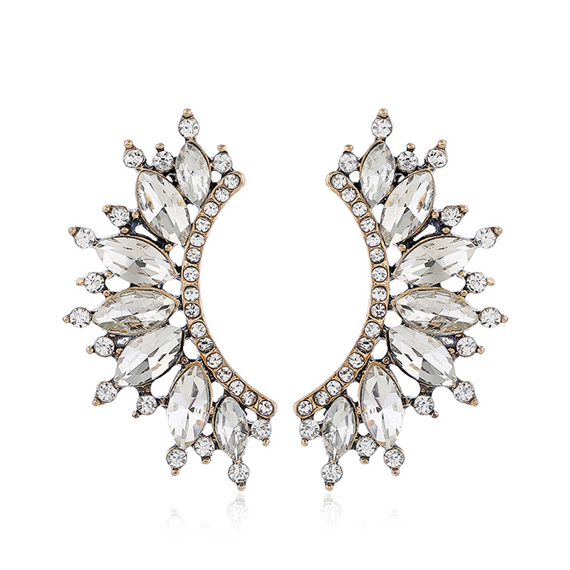 Retro semicircle rhinestone earrings wholesale Nihaojewelry