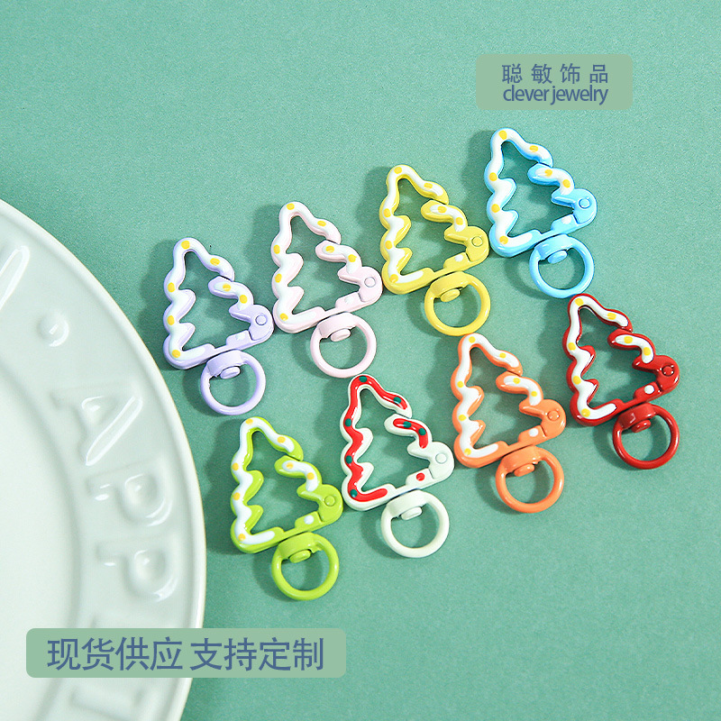 New Style Painted Christmas Tree Spring Clasp DIY Bead Jewelry Accessories Hanging Clasp Zinc Alloy Open Ring Material Wholesale New Style Painted Christmas Tree Spring Clasp DIY Bead Jewelry Accessories Hanging Clasp Zinc Alloy Open Ring Material Wholesale