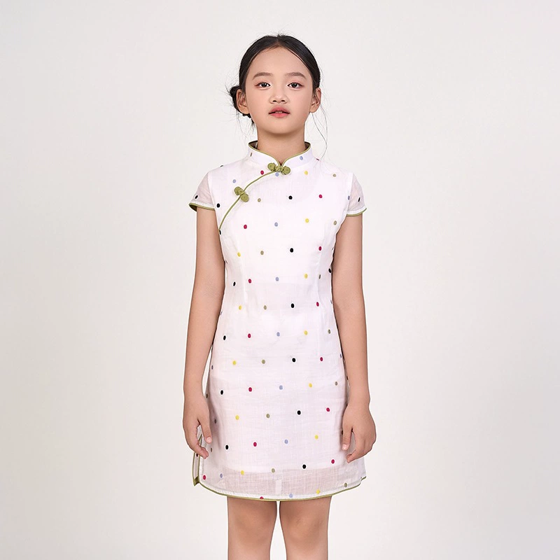 Платье-ципао для девочек с вышивкой