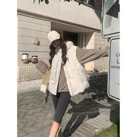 COMOS CMS 2025韩系轻薄新国标90白鸭绒连帽羽绒马甲女秋冬255261