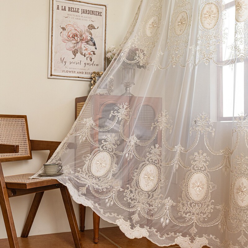 European-Style Vintage High-End Thick Jacquard White Sheer Curtains for Living Room, Bedroom, Balcony, Light-Transmitting Curtains, Modern and Simple European-Style Vintage High-End Thick Jacquard White Sheer Curtains for Living Room, Bedroom, Balcony, Light-Transmitting Curtains, Modern and Simple