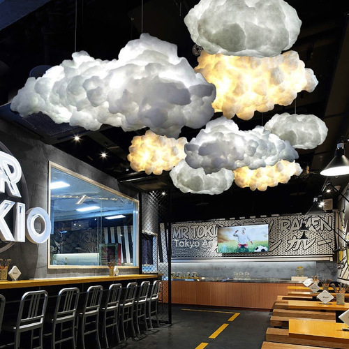 Cloud-shaped pendant lamp kindergarten white clouds cotton clouds cloud color Song Song cloud restaurant milk tea shop inn bedroom wedding decoration lamp