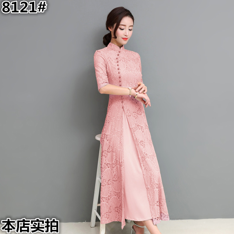 Retro Improved Cheongsam Dress for Women 2026 Spring/Summer New Style Mid-Length Lace Chinese Style Ao Dai Cheongsam