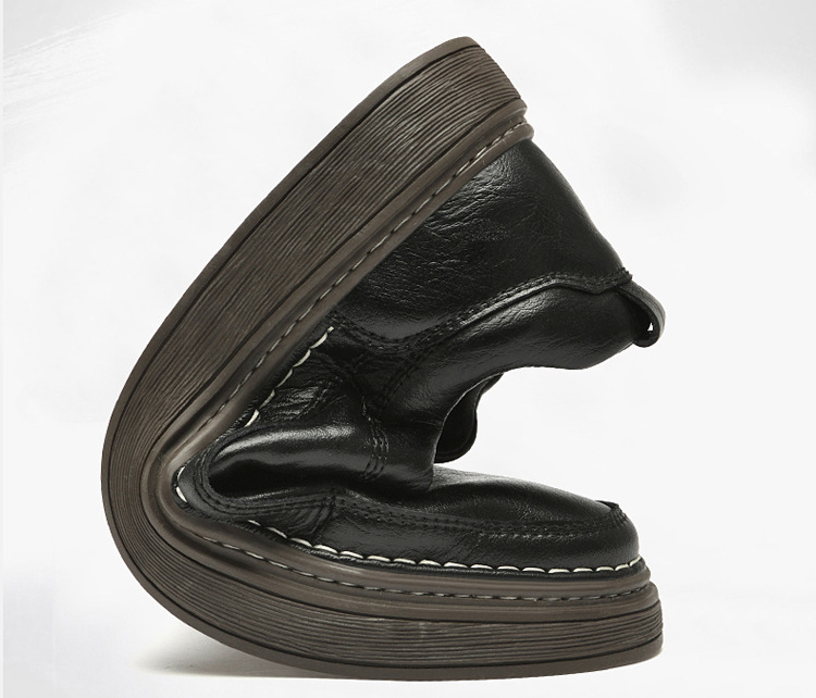 British style cowhide soft sole casual sneakers