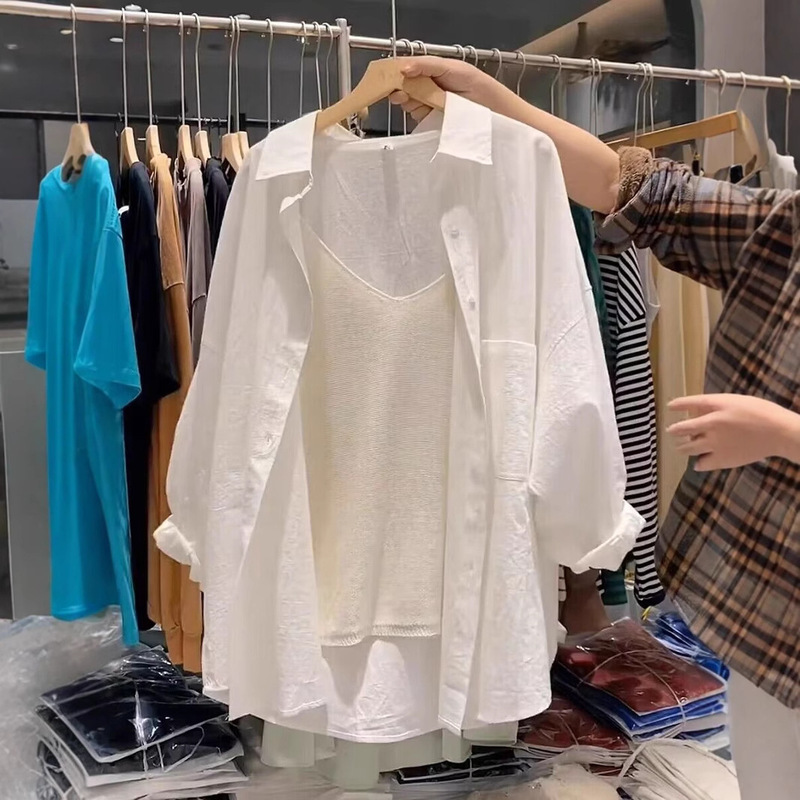 White Shirt Women's Mid-length Top Light Mature French Niche 2025 New Spring Loose Lazy Style Coat Shirt