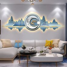 新中式灯光画客厅装饰画沙发背景墙画LED氛围灯挂画餐厅卧室壁画