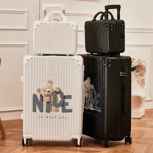 2025 new male and female students cartoon mute travel luggage aluminum frame thickened strong and durable lever boarding box