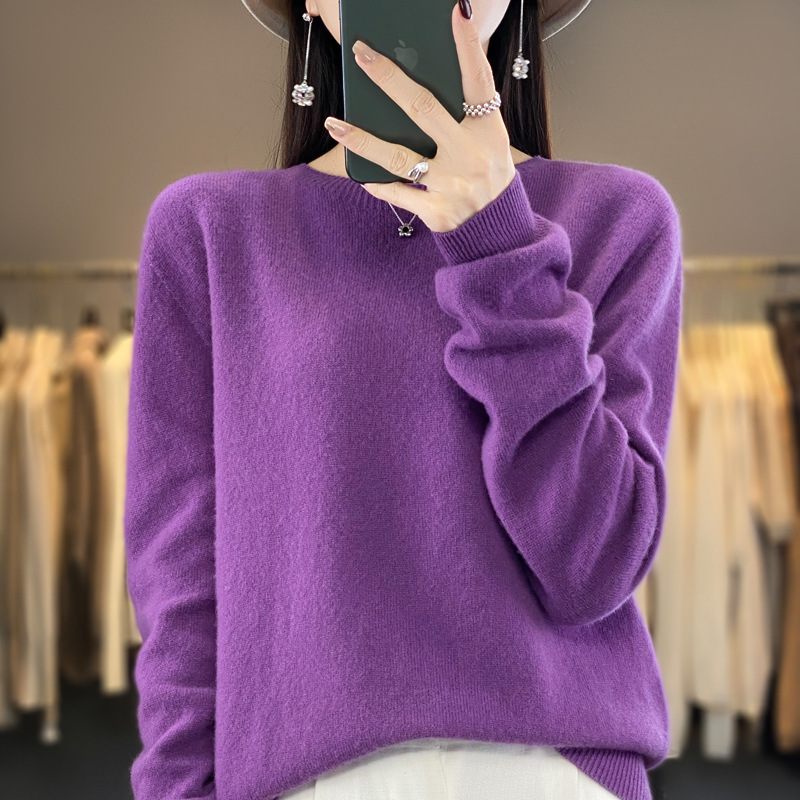 Wool Sweater Women's Solid Color Round Neck 24 New Long Sleeve Seamless Knitted First-Line Wool Sweater Inner Base Shirt Wool Sweater Women's Solid Color Round Neck 24 New Long Sleeve Seamless Knitted First-Line Wool Sweater Inner Base Shirt