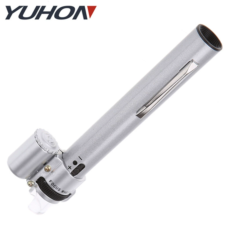 Увеличительное стекло в 100 раз металлическое со светодиодной лампой типа ручки MG10085-9 регулируемый источник света микроскоп идентификация высокой мощности