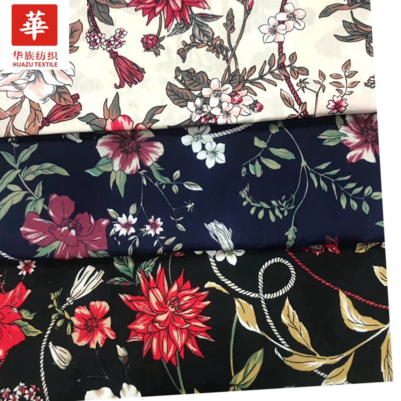 61大量供应多种全棉纯棉印花布  链条大花女装连衣裙面料现货批发