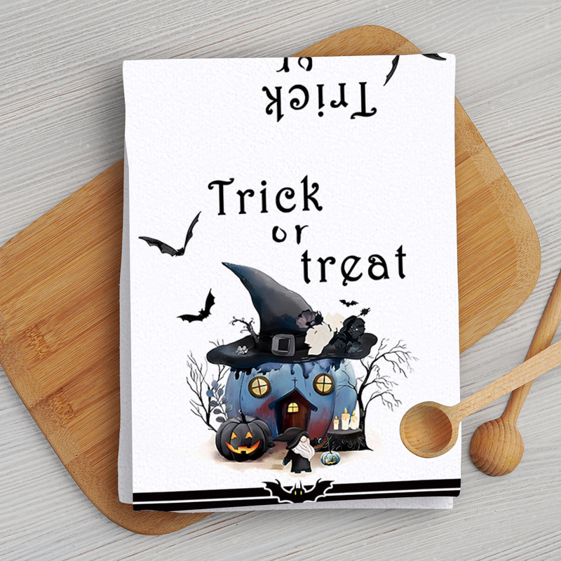 人気のハロウィンコウモリカボチャキッチタオル組み合わせマイクロファイバーホームハンドタオル吸収性ディッシュタオル|undefined