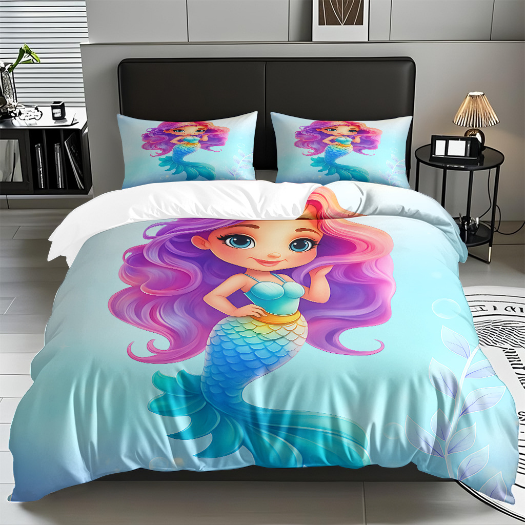 TEMU / JIT transfronterizo dibujos animados sirena digital impresión quilt kit fuente fábrica directa