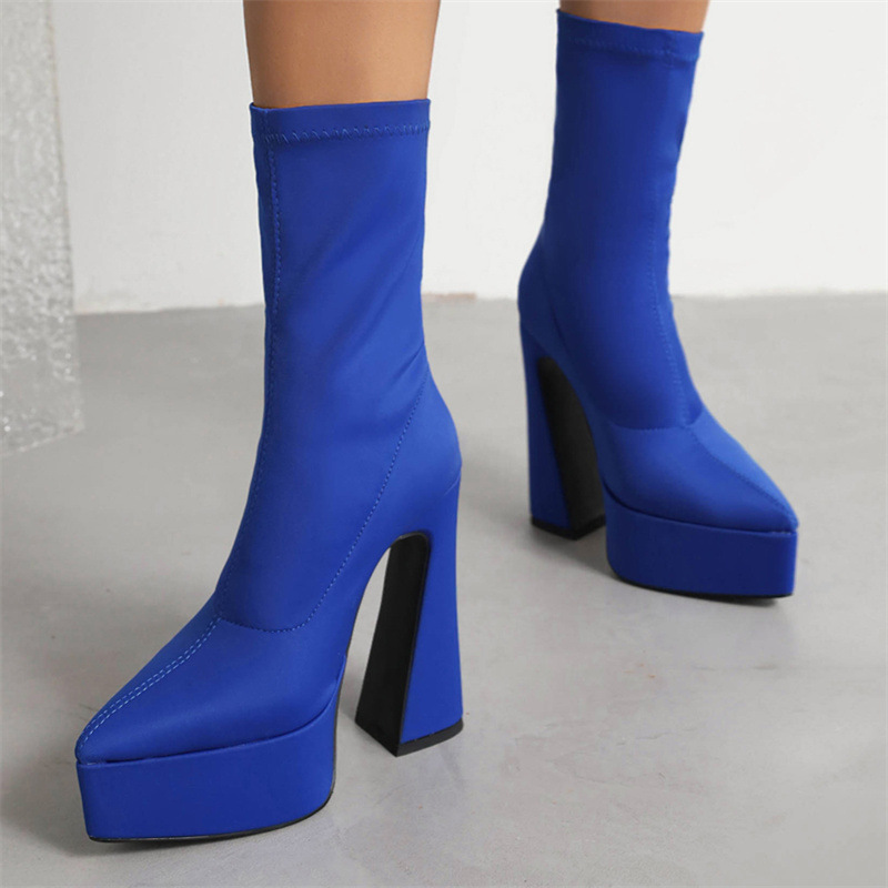 Woman Fashion Ankle Boots Winter New Arrival Thick Heel Pointed Toe Suede Low-Heel Booties Plus Size 40-43_vogvips.com