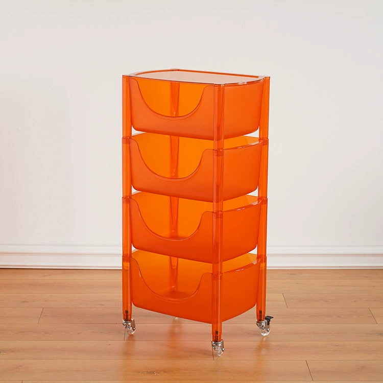 Скандинавский акриловый бытовой стеллаж для хранения Прозрачный многослойный комбинированный шкаф для хранения Прозрачная Мобильная тележка