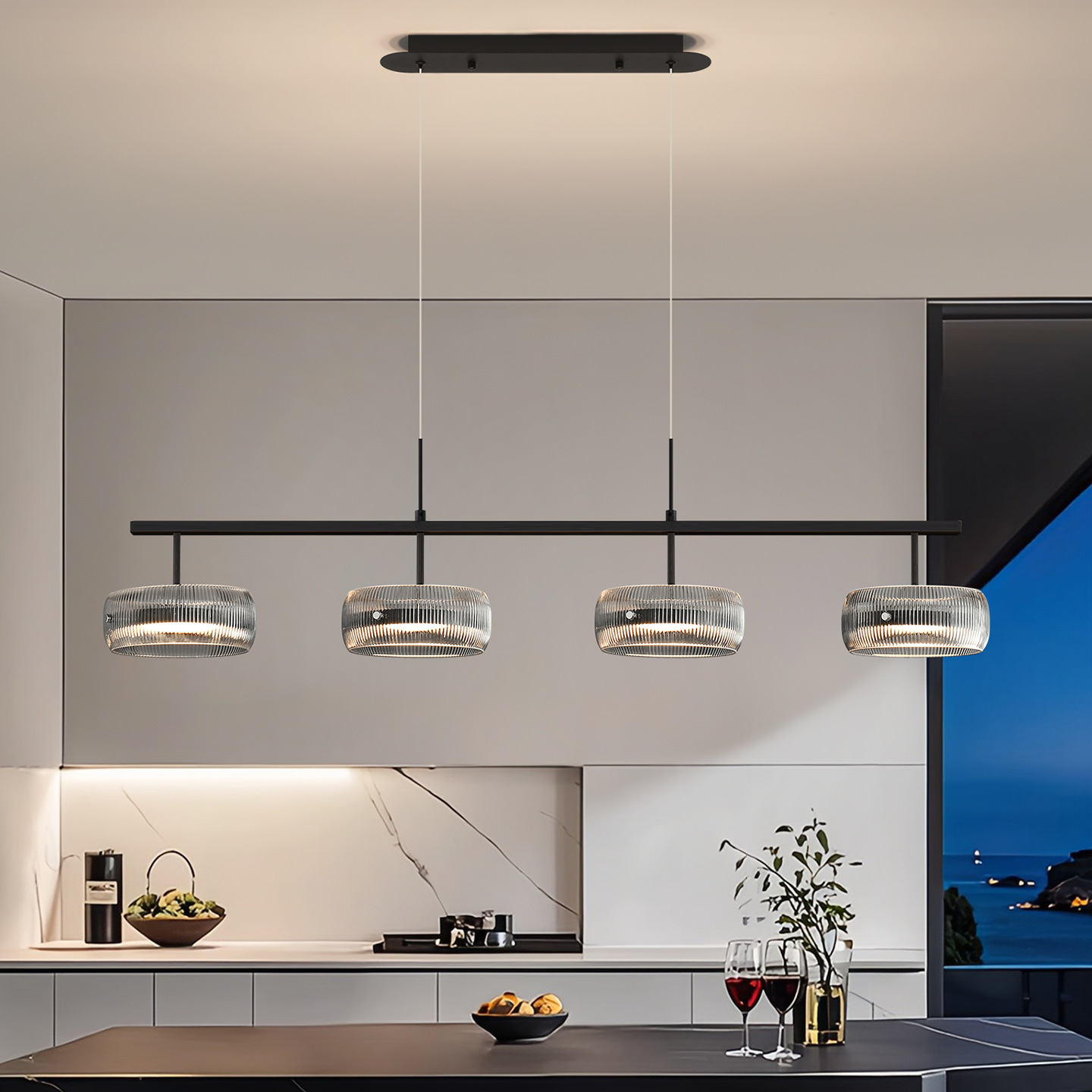 Lámpara del comedor minimalista italiana lámpara de vidrio redonda moderna lámpara de mesa minimalista lujosa luz de comedor de alto nivel 486L