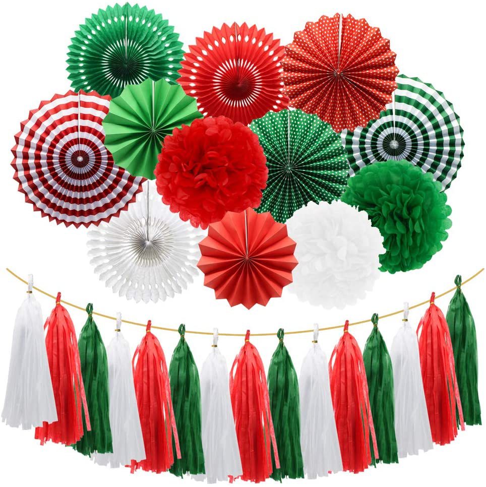 Christmas theme party decorative assembly paper fan paper flower…