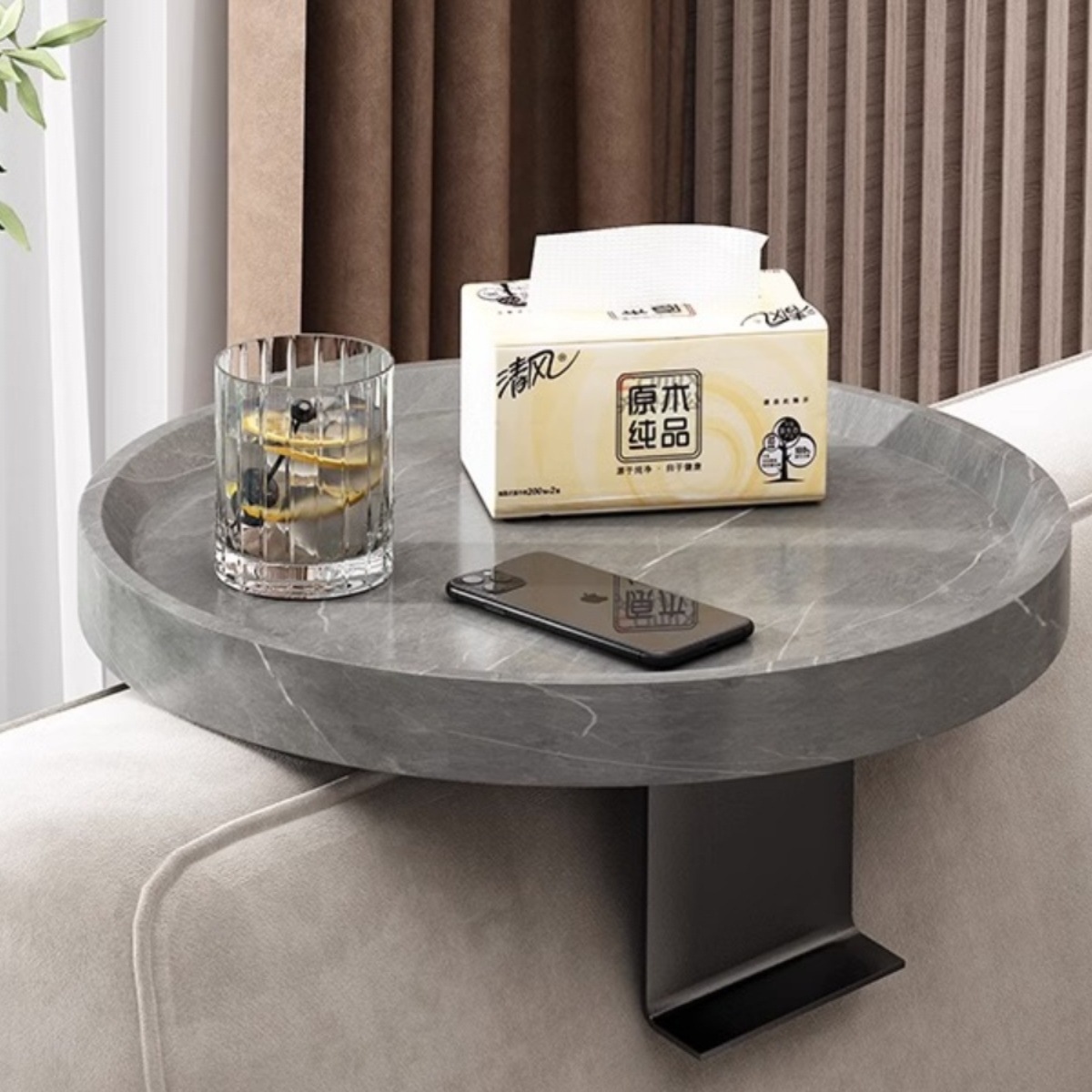 沙发扶手托盘边几移动创意小茶几迷你桌现代咖啡角几可调节置物架