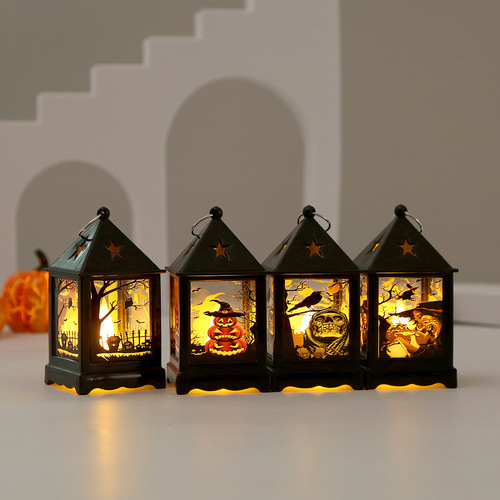 Halloween-style LED portable pumpkin lantern creative night light festival atmosphere decoration props set small ornament