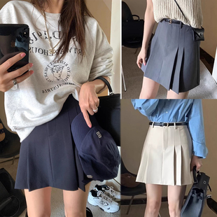 Plus Size College Style Skirt Short Skirt for Women 2025 Spring and Summer New Fat mm High Waist Slimming Look A-Line Skirt Pleated