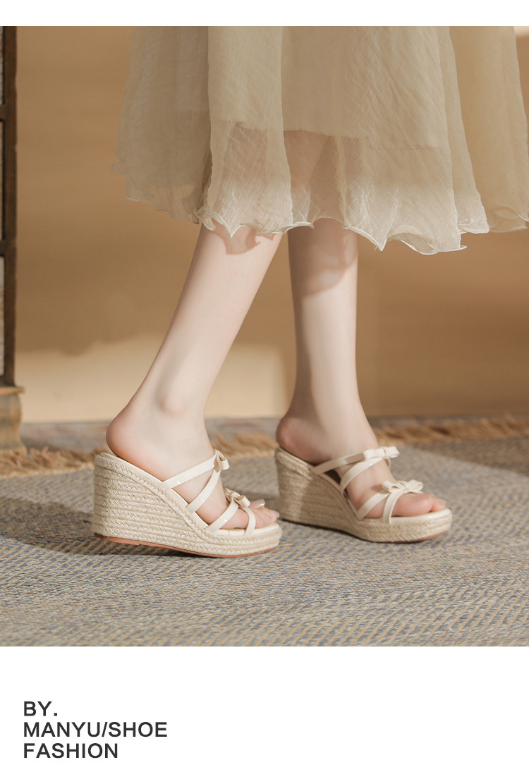 Sandal cao gót nữ hở mũi đế xuồng bện thừng gót 9 cm — màu trắng ngà chi tiết 10