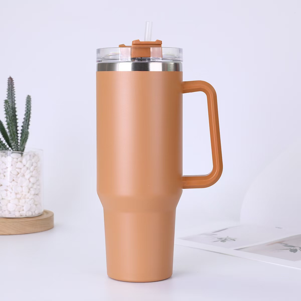 Gran capacidad 40oz mango taza helado taza 304 Acero inoxidable vacío aislado taza coche paja cerveza al por mayor