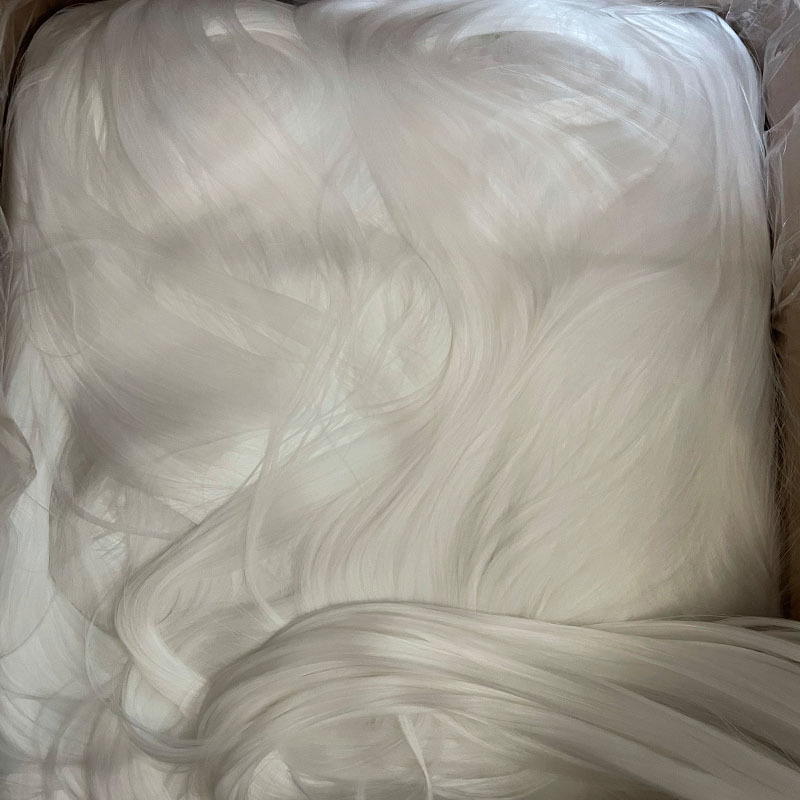 Wig Raw Materials Manufacturer Spot Pure White High Temperature Silk Hair Can Be Cut into Length Bjd Doll Hair Transplantation