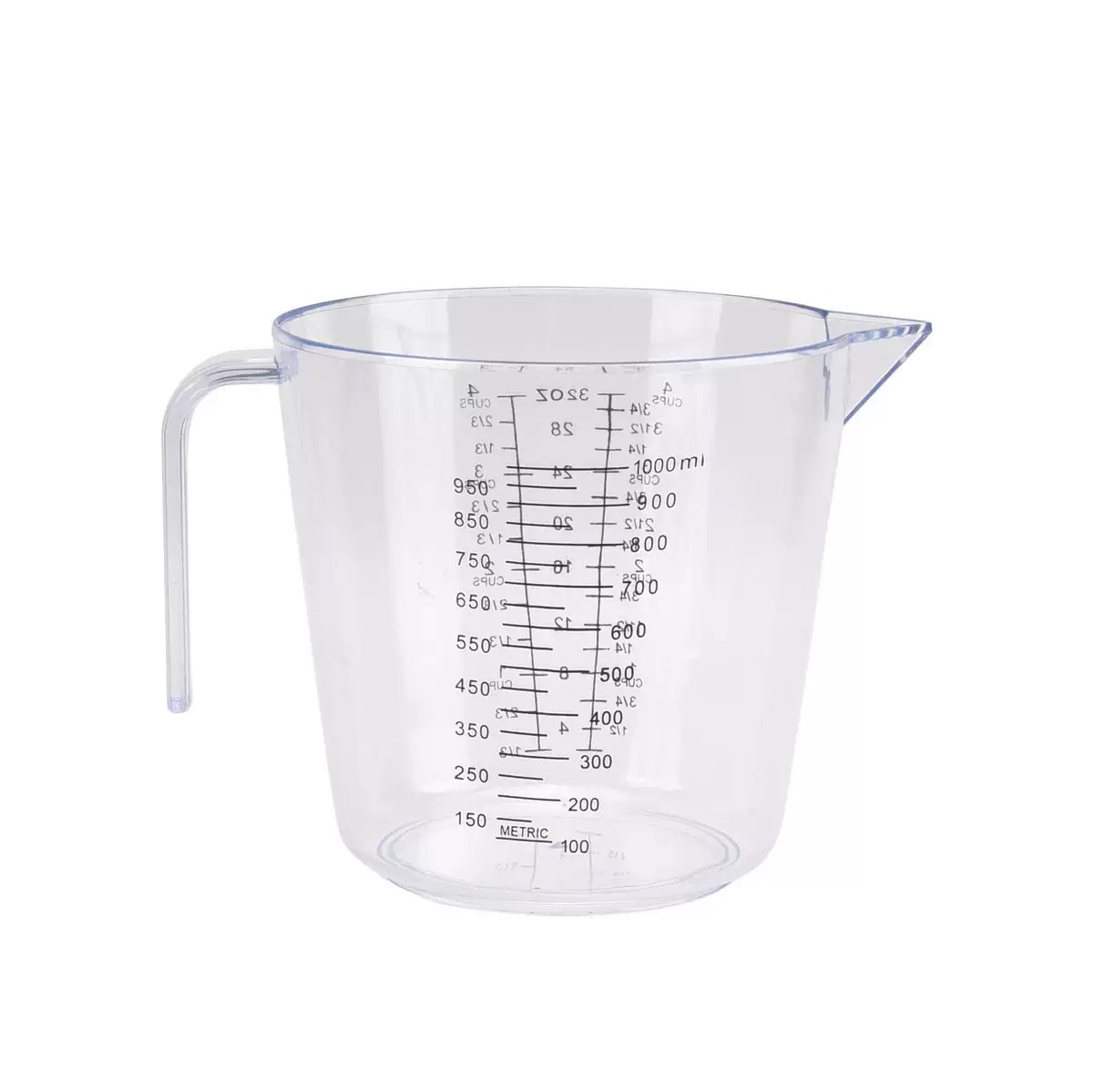 Taza Medidora con Escala 150/300/600/1000ml de Poliestireno, Transparente, para Repostería