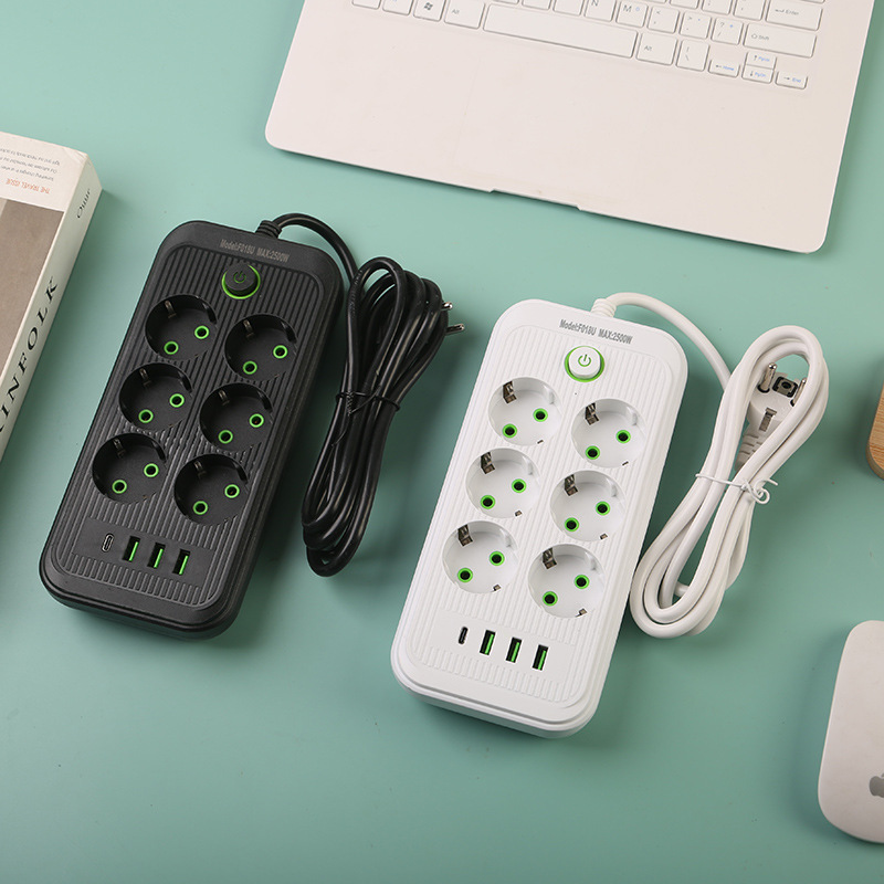 3USB + 1Type-C interfaz de casca negra casca blanca orificio de conexión europea estándar europeo caja de comercio electrónico transfronterizo ruso