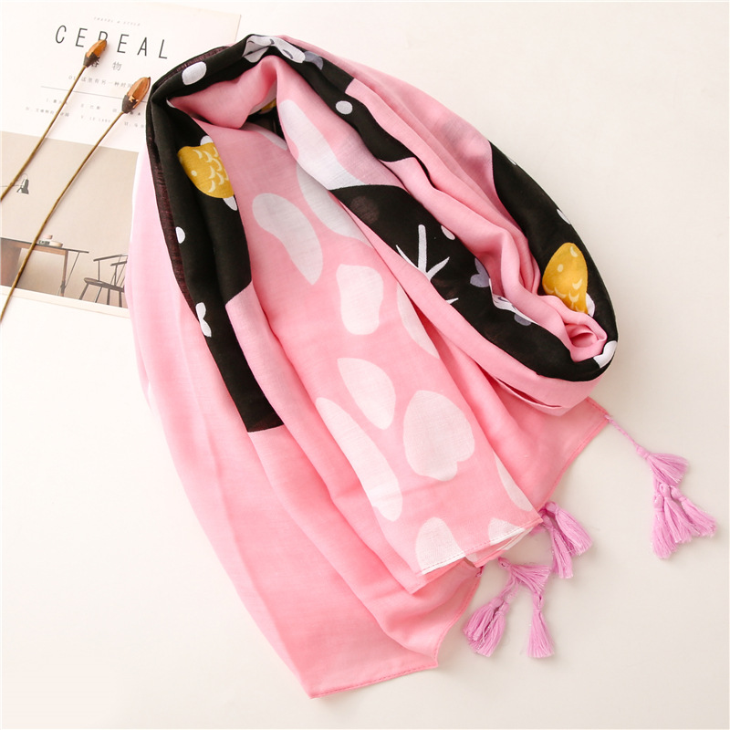 Korean Pink Cat Sunscreen Beach Silk Scarf Wholesale Nihaojewelry display picture 4