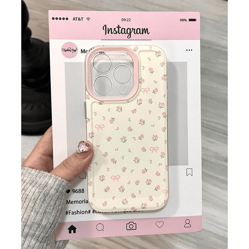 Pink small floral for iPhone16/14/13 phone case 12promax soft 78 cartoon xs apple 11xr