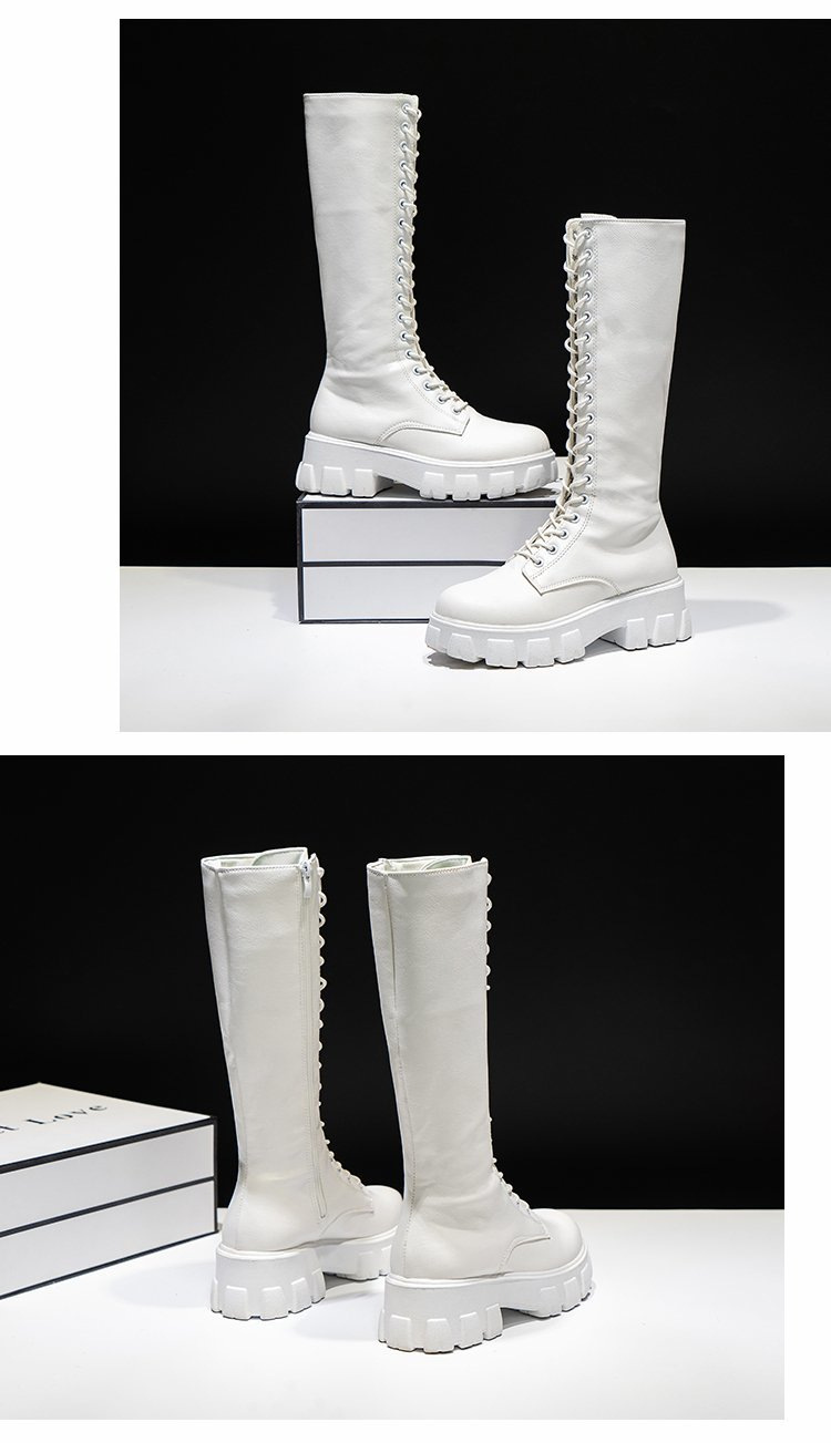 Women's Black Over-the-knee Platform Cowboy Boots With Side Zip_voghion.com
