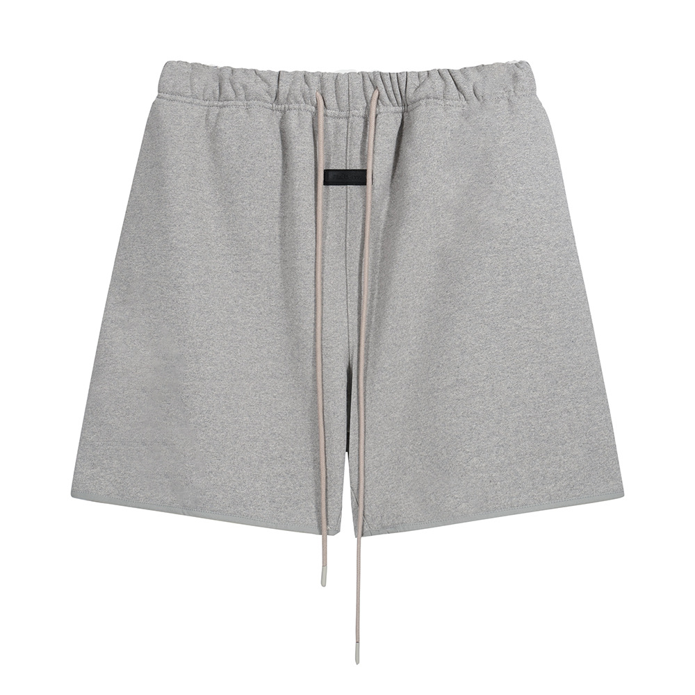 FEAR OF GOD ESSENTIALS FOG Pantalones cortos casuales sueltos con cordón de vello