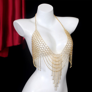 Cross-border Hot Rhinestone Chest Decoration European and American Nightclub Beach Full Diamond Chest Sexy Rhinestone Bikini Tassel Body Chain