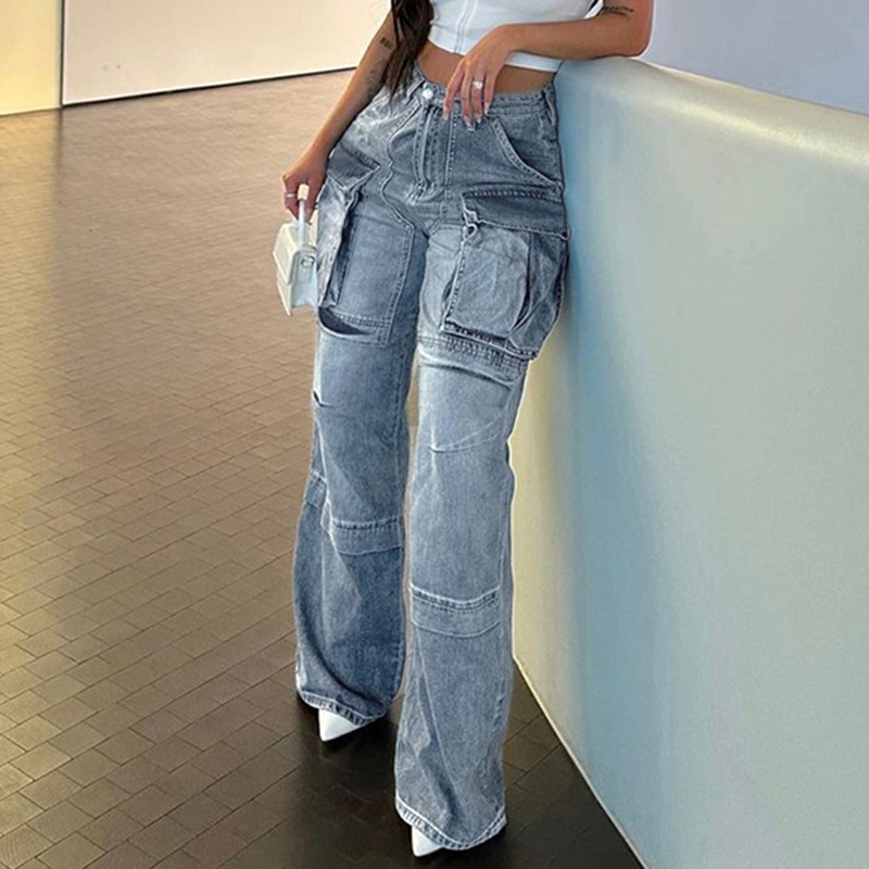امرأة غير رسمي اليومي ملابس الشارع اللون الصامد مكتمل الطول جينز display picture 4
