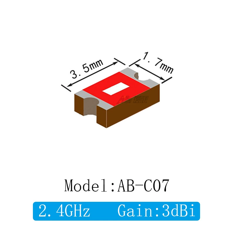 2.4G Patch Aknow AB-C07 3216 1206 Упаковка 3DBI Bluetooth WiFi Деревянный элемент PCB керамическая антенна