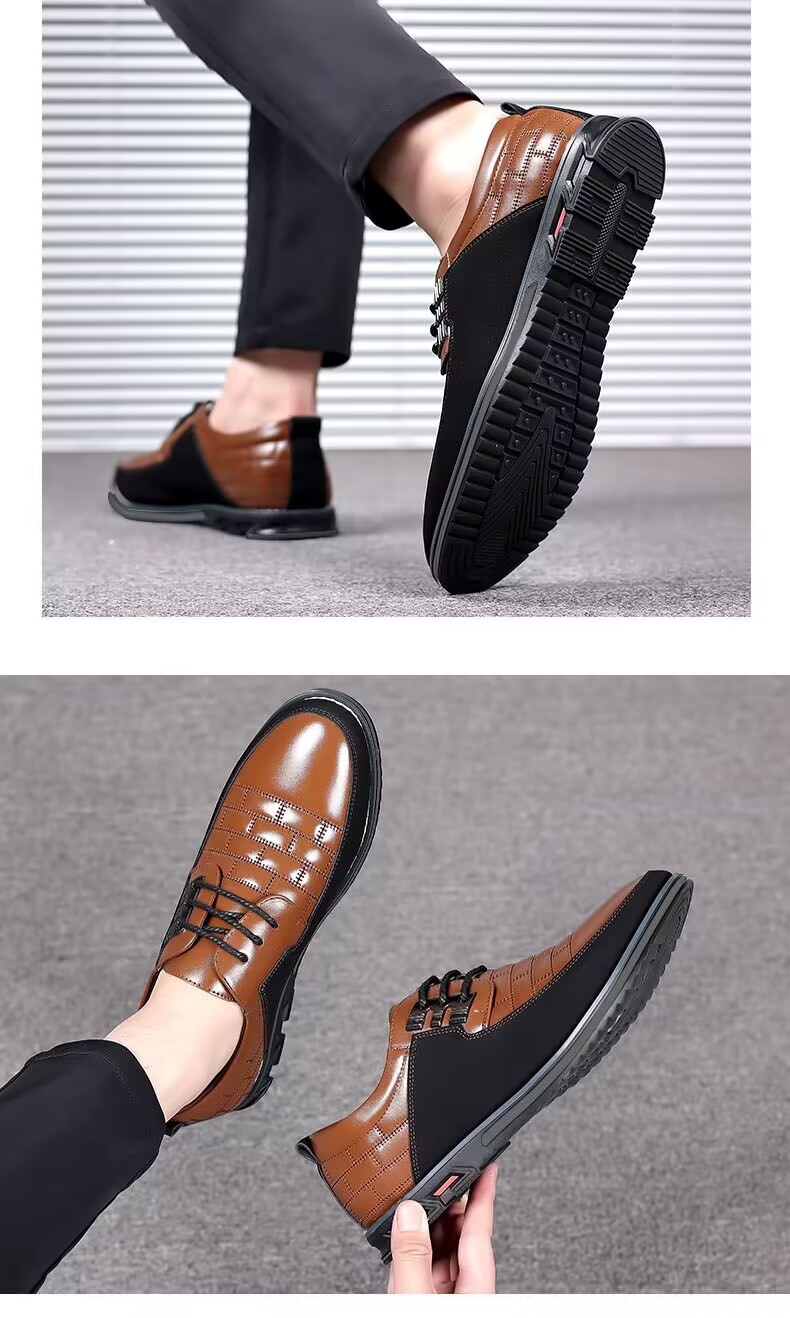 Men's round head men's casual shoes front lace-up casual shoes flat casual men's shoes_vogvips.com