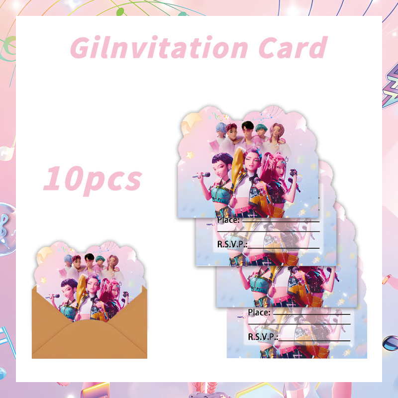 动画K-POP猎魔女团主题生日派对布置拉旗纸盘纸杯纸巾气球用品|undefined