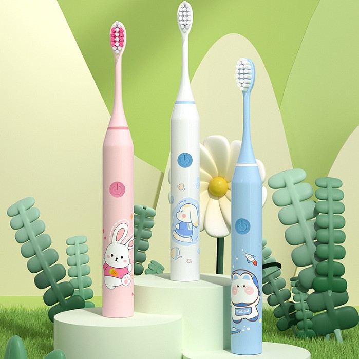 Cross-Border Children's Cartoon Soft-Bristle Electric Toothbrush Cute Cartoon Soft-Bristle Care for Baby Teeth Ultrasonic Electric Toothbrush