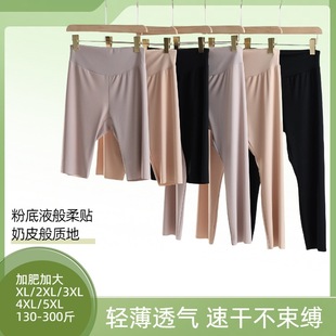 Liquid Foundation Invisible Pants for Women, Summer Thin Anti-Exposure Cycling Capri Pants, High-Waisted Tummy Control Yoga Leggings Capri Pants