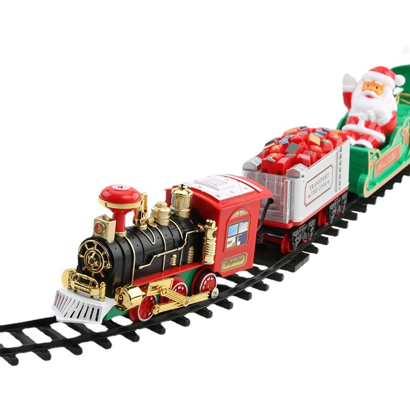外国貿易電気クリスマストレイン電気音と光ハンギングクリスマスツリークリスマス鉄道車両クリスマスギフトおもちゃ