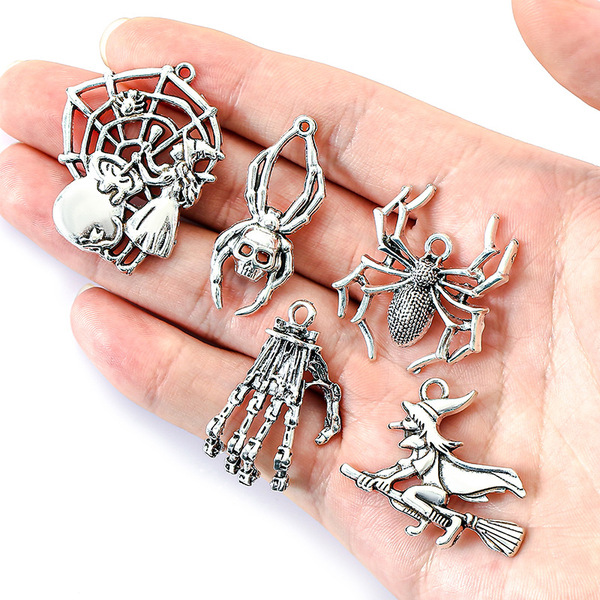 24 ancient silver skull pendant alloy DIY jewelry accessories…