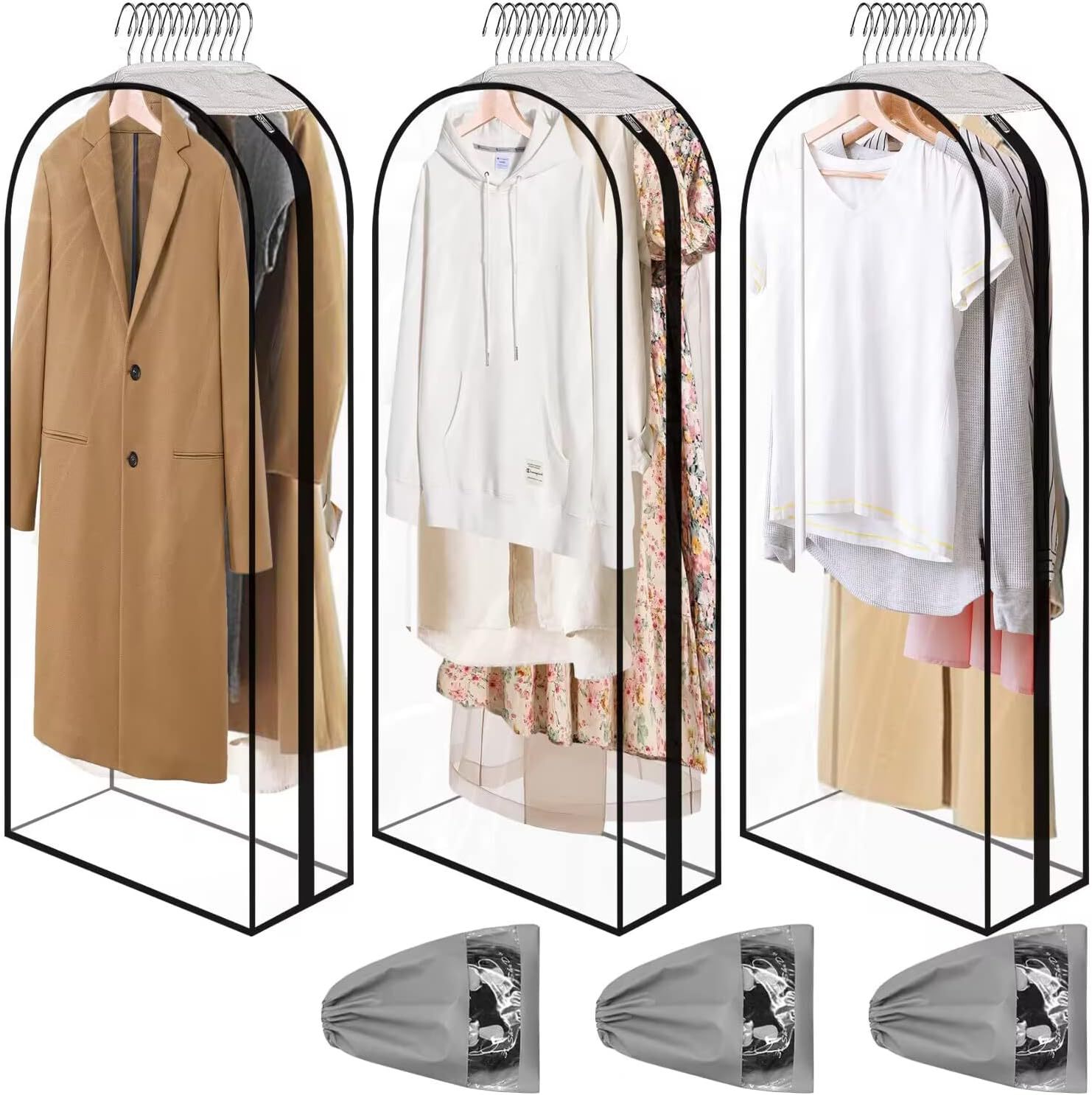 Ropa tridimensional cubierta de polvo hogar transparente ropa ensanchada bolsa de polvo cubierta de abrigo vestido colgando bolsa de ropa